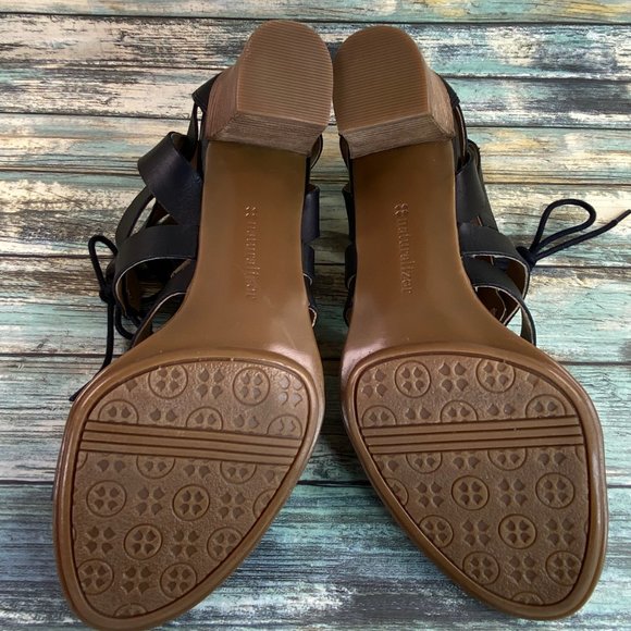 NATURALIZER London Heeled Gladiator Sandal Sz 8.5M Leather Lace Up Formal Dress - Picture 6 of 10